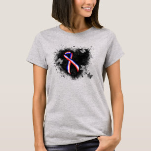 Red, White and Blue Ribbon Grunge Heart T-Shirt