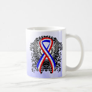 Red, White and Blue Ribbon with Wings Coffee Mug