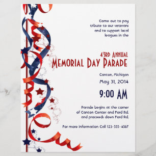 Red White and Blue Ribbons and Stars Flyer
