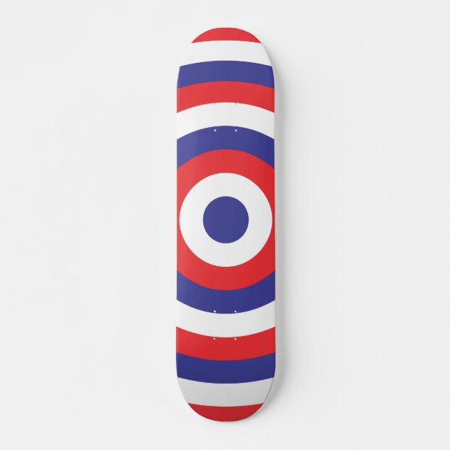 Red White and Blue Round Skateboard (Front)