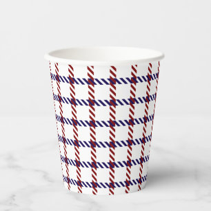 Red, White, and Blue Rustic Farmhouse Plaid Paper Cups