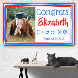 Red White and Blue School Colors Photo Banner