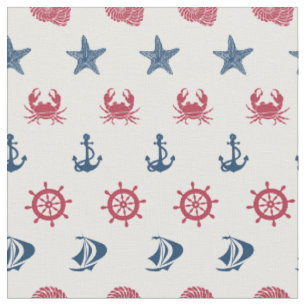 Red White And Blue Sea Symbol Pattern Fabric