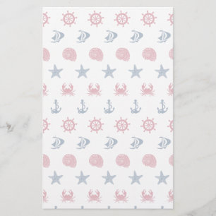 Red White And Blue Sea Symbol Pattern Stationery