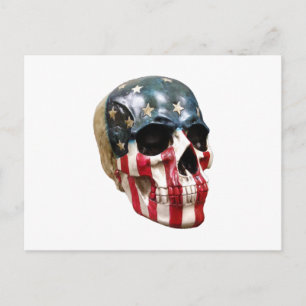 Red White and Blue Skull on a postcard