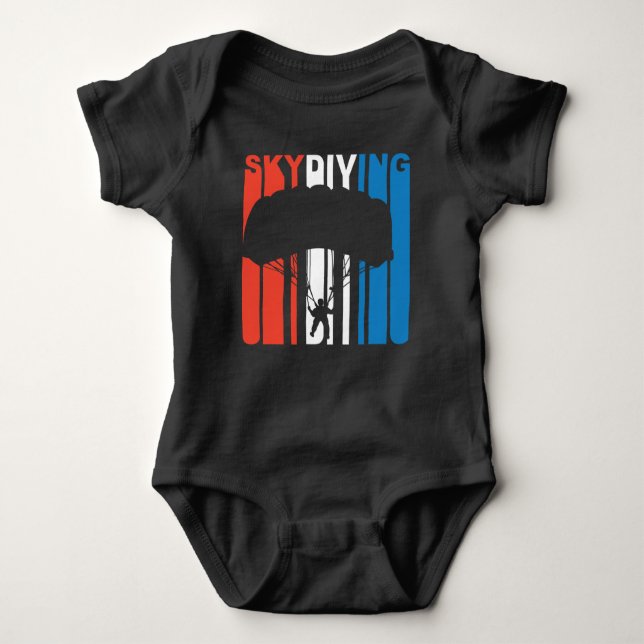 Red White And Blue Skydiving Baby Bodysuit (Front)