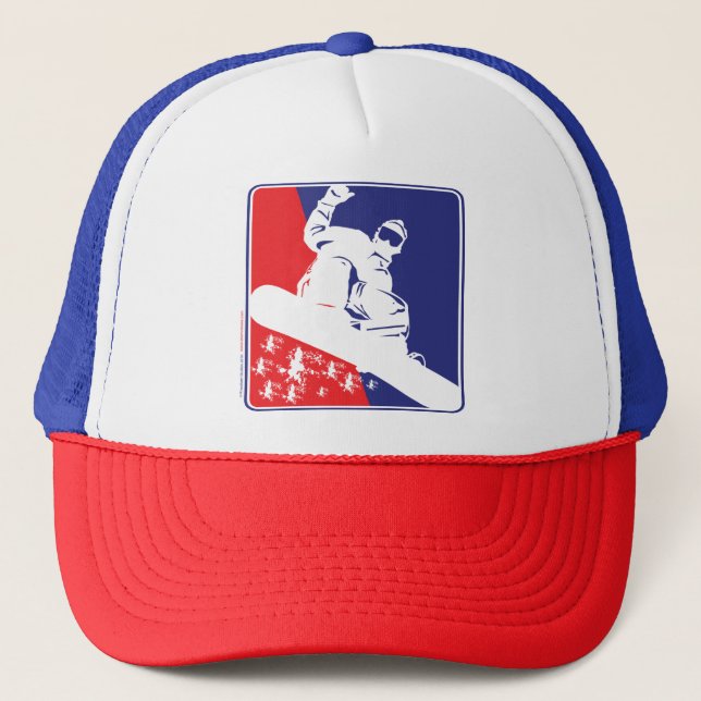 Red-White-and-Blue-Snow-Boa Trucker Hat (Front)