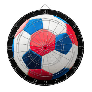 Red White and Blue Soccer Ball Art, Dartboard
