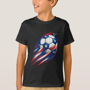 Red White And Blue Soccer Byll Patriotic Fourth Of T-Shirt