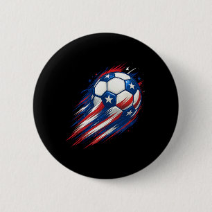 Red White And Blue Soccer Ll Patriotic Fourth Of J 6 Cm Round Badge