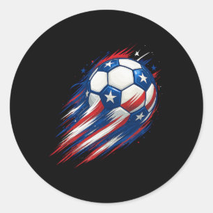 Red White And Blue Soccer Ll Patriotic Fourth Of J Classic Round Sticker