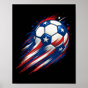 Red White And Blue Soccer Ll Patriotic Fourth Of J Poster