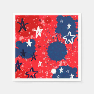 Red, White and Blue Spattered Stars Napkin