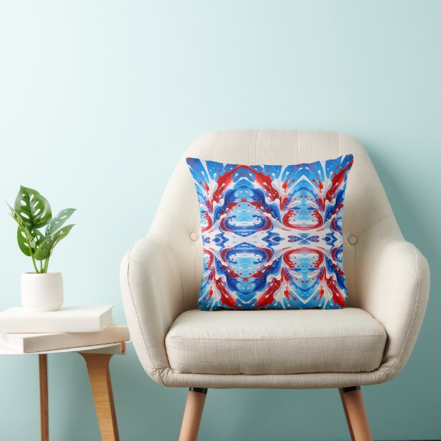 Red White and Blue Splash Blanket Cushion (Chair)
