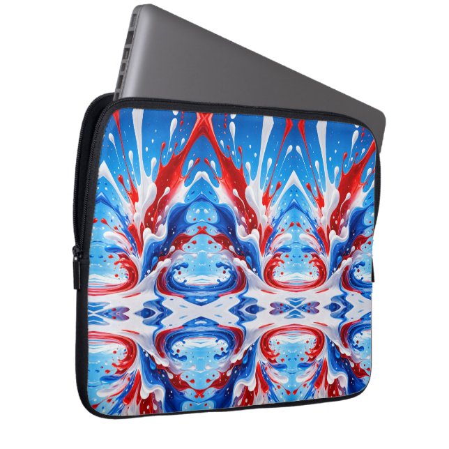 Red White and Blue Splash Blanket Laptop Sleeve (Front Right)