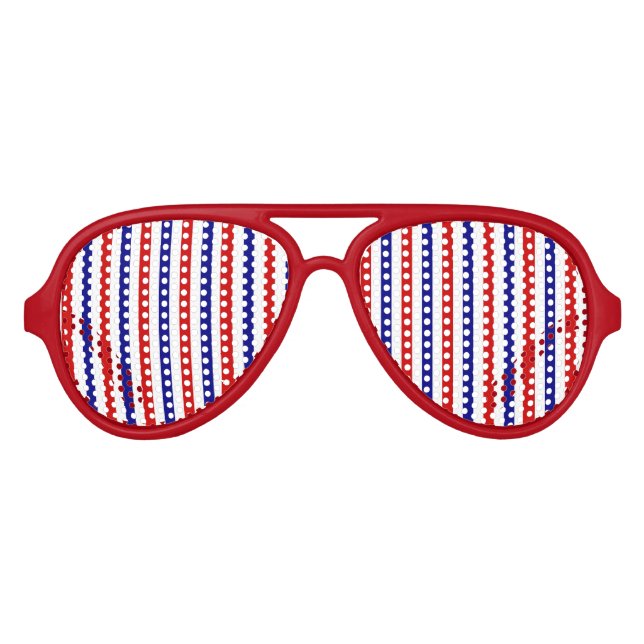 Red, White, and Blue Sports Team Colours Aviator Sunglasses (Front)