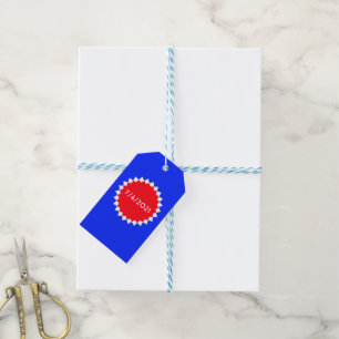 Red, White and Blue Starburst Monogram   Gift Tags