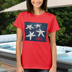 Red White and Blue Starfish Nautical T-Shirt