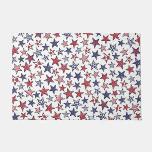 Red White and Blue Stars America Patriotic   Doormat