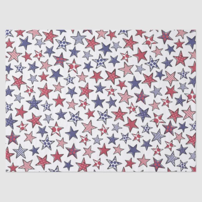 Red White and Blue Stars America Patriotic  Tissue Paper (Front)