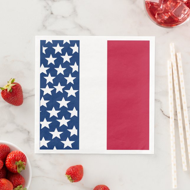 Red, white and blue Stars and Stripes 4th of July  Napkin (Insitu)