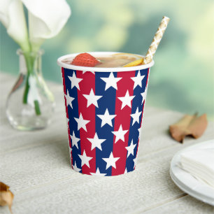 Red, white and blue Stars and Stripes 4th of July  Paper Cups