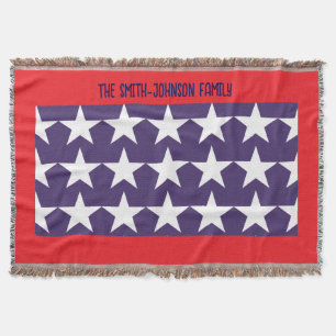 Red White and Blue Stars and Stripes 4th of July Throw Blanket