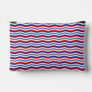 Red White and Blue Stars and Stripes Chevron Accessory Pouch