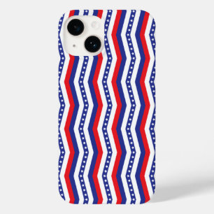 Red White and Blue Stars and Stripes Chevron Case-Mate iPhone 14 Case