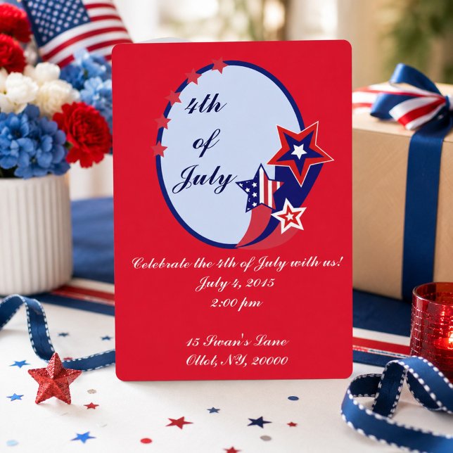 Red White and Blue Stars Fourth of July Party  Invitation (Creator Uploaded)