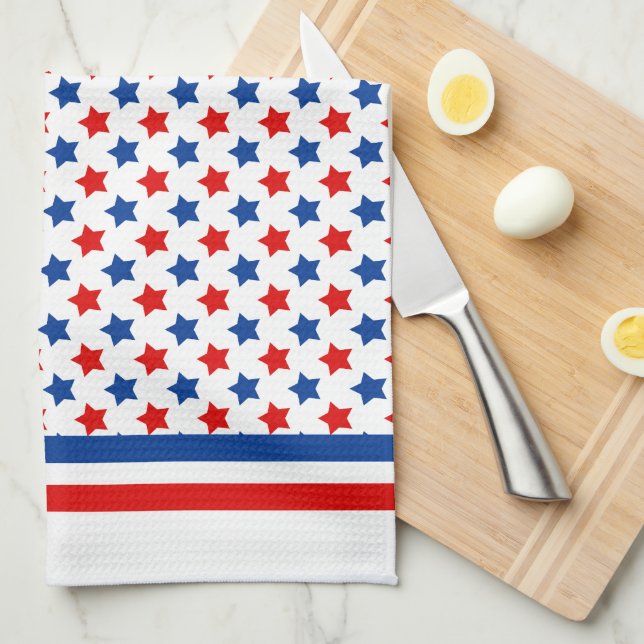 Red, White And Blue Stars Kitchen Towels (Quarter Fold)