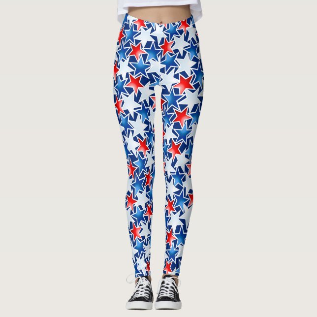 Red white and blue stars leggings (Front)