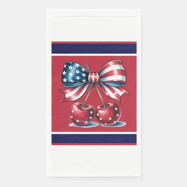 Red White And Blue Stars Paper Guest Towels Napkin (Front)