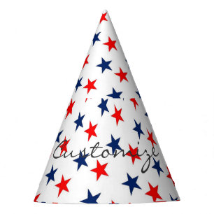 red, white and blue stars patriotic  party hat