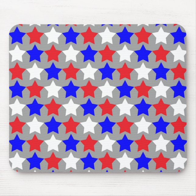 Red, white and blue stars pattern mousepad (Front)