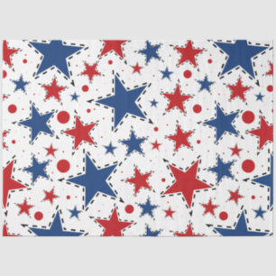 Red, White and Blue Stars Print Pattern Tissue Paper
