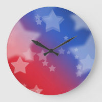 Red, White and Blue Stars Round Wall Clock