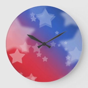 Red, White and Blue Stars Round Wall Clock