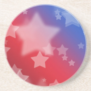 Red White and Blue Stars Sandstone Coaster
