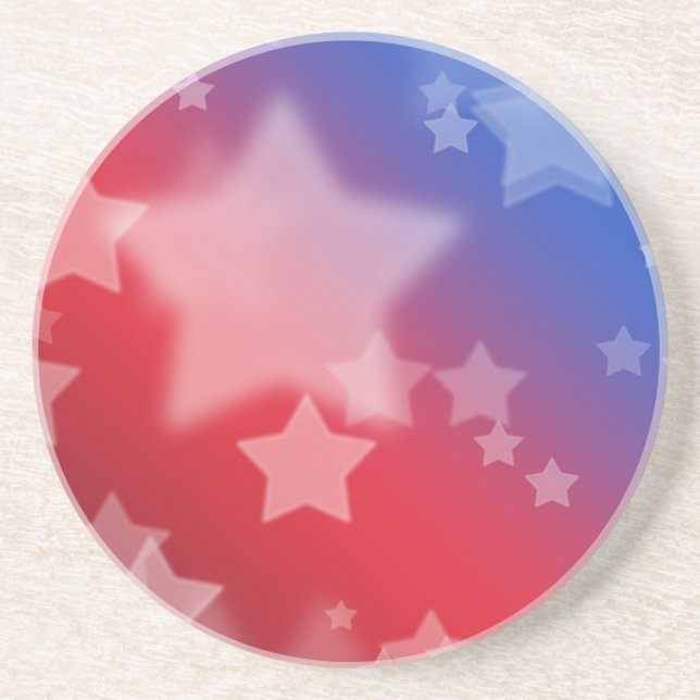 Red White and Blue Stars Sandstone Coaster (Front)