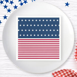 Red White and Blue Stars Stripes 4th of July Party Napkin