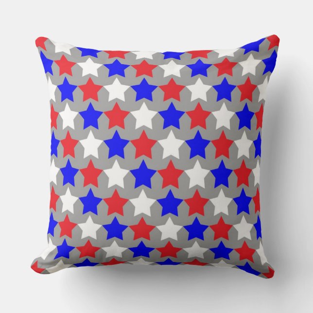 Red white and blue stars throw pillow (Front)