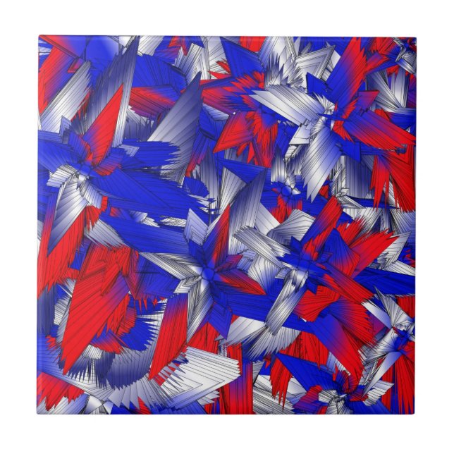 Red White and Blue Stars Tile (Front)