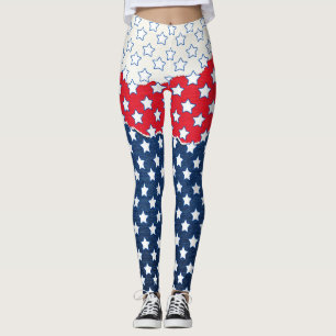 Red, White and Blue Stars (USA) (United States) Leggings