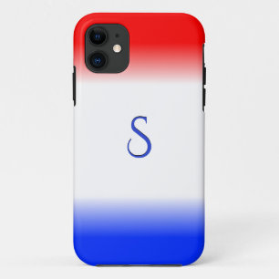 Red White and Blue Stripe Monogram Case-Mate iPhone Case