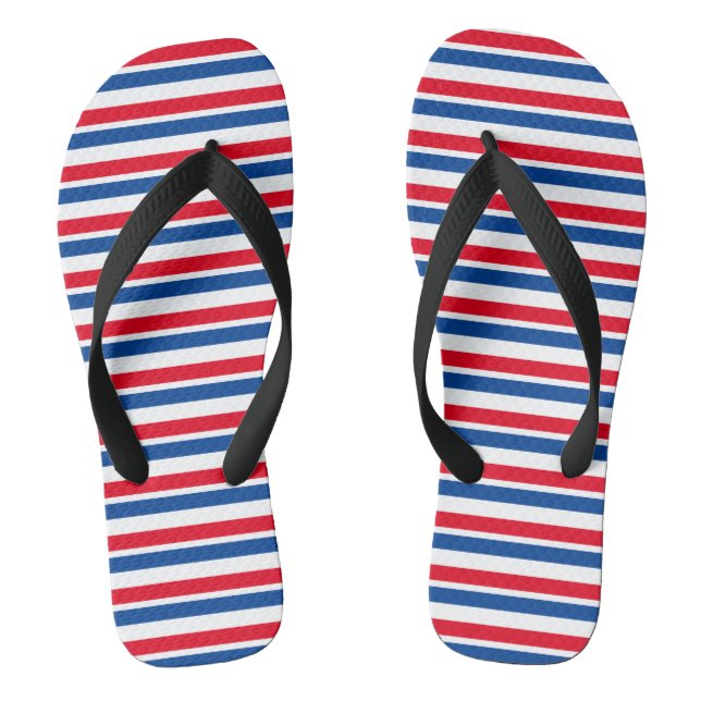 Red, White and Blue Striped  Jandals (Footbed)