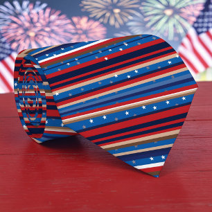 Red, White and Blue Striped Patriotic Necktie