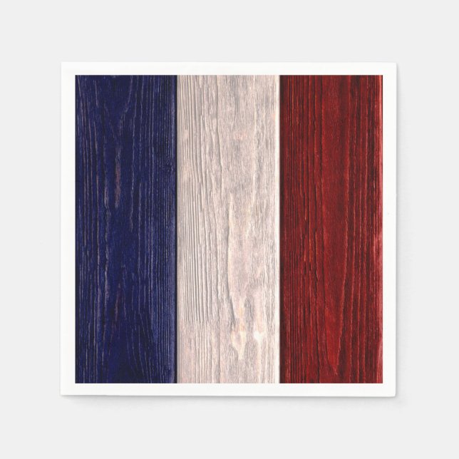Red, White and Blue Striped Wood Napkin (Front)