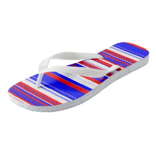 red white and blue stripes jandals