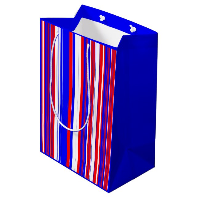 Red white and Blue Stripes  Medium Gift Bag (Back Angled)